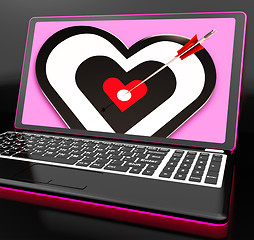 Image showing Target Heart On Laptop Showing Passion