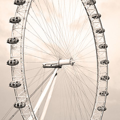 Image showing london eye in the spring sky and white clouds