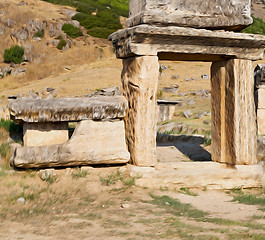 Image showing and the roman temple history pamukkale    old construction in as