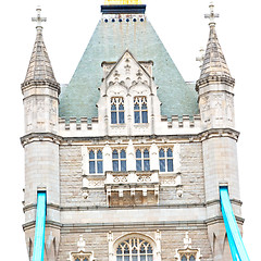 Image showing london tower in england old bridge and the cloudy sky