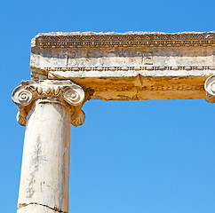 Image showing column in old  temple and theatre in ephesus   antalya turkey as