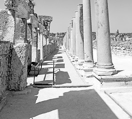 Image showing the column    old  stone  in  perge construction asia turkey and