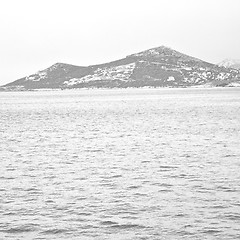 Image showing from the boat greece islands in mediterranean sea and sky