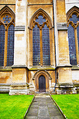 Image showing rose window weinstmister  abbey in london old church door and ma