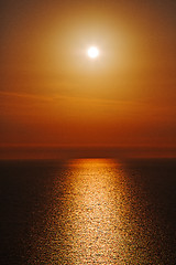 Image showing in santorini    greece sunset and the sky mediterranean red sea