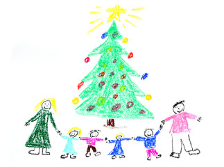 Image showing Family Christmas drawing