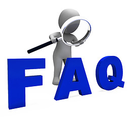 Image showing Faq 3d Character Shows Assistance Inquiries Or Frequently Asked 