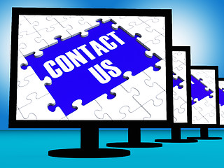 Image showing Contact Us On Monitors Shows Assistance