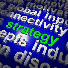 Image showing Strategy Word Cloud Shows Business Solution Or Management Goal