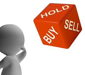 Image showing Buy Hold And Sell Dice Represents Stocks Strategy