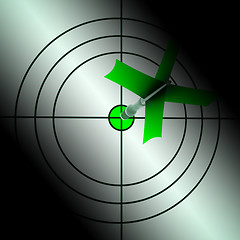 Image showing Arrow Aiming On Dartboard Showing Targeting Perfection