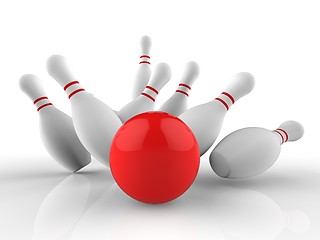 Image showing Bowling Strike Shows Skittles Game Success