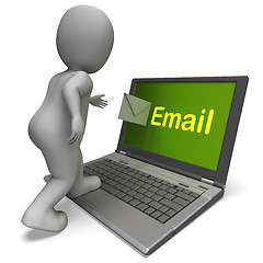 Image showing Email Character On Laptop Shows Contact Mailing Or Correspondenc