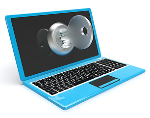 Image showing Key On Computer Shows Protected Password Or Unlocking