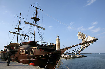 Image showing Pirate ship in harbour