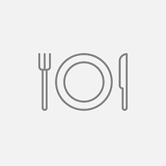 Image showing Plate with cutlery line icon.