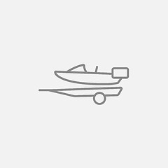 Image showing Boat on trailer for transportation line icon.