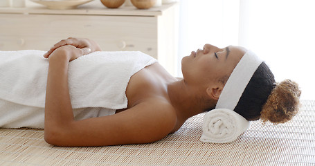 Image showing Young Female Relaxing In Spa Salon