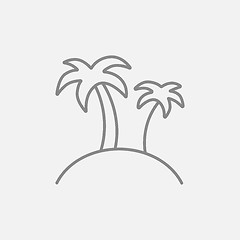 Image showing Two palm trees on island line icon.