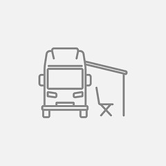 Image showing Motorhome with tent line icon.