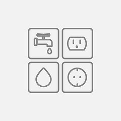 Image showing Utilities signs electricity and water line icon.
