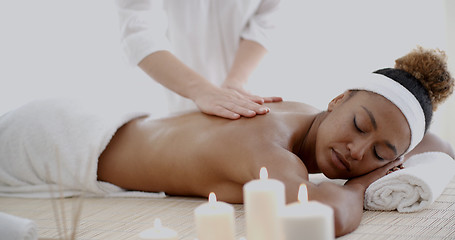 Image showing Woman Relaxing With Hand Massage