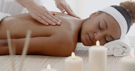 Image showing Woman Receiving Back Massage