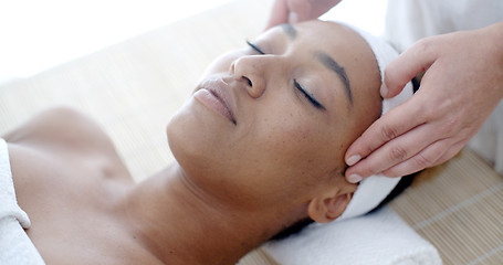 Image showing Woman Getting A Face Treatment At Spa