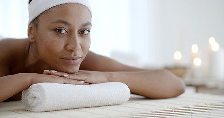 Image showing Woman Relaxing On A Pillow