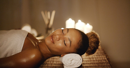 Image showing Woman Relaxing In A Wellness Center