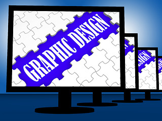 Image showing Graphic Design On Monitors Shows Digital Drawing