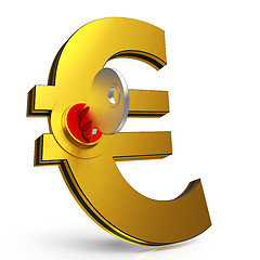 Image showing Euro Key Shows Savings And Finance