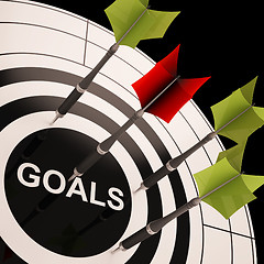 Image showing Goals On Dartboard Shows Aspired Objectives