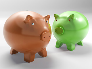 Image showing Pair Of Pigs Shows Investment And Security