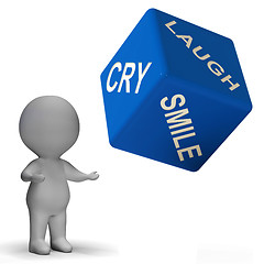 Image showing Laugh Cry Smile Dice Represents Different Emotions