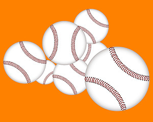 Image showing seven baseballs