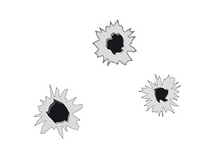 Image showing three bullet holes