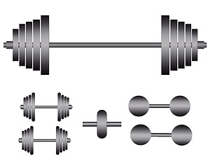 Image showing barbells and dumbbells for exercise