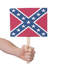 Image showing Hand holding small card - Flag of the Confederacy