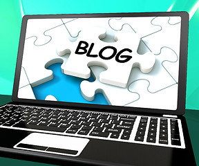 Image showing Blog On Laptop Shows Online Web Blogging Or Weblog Website