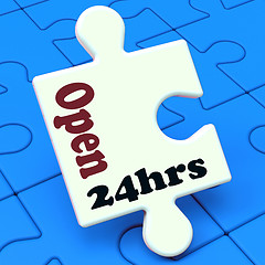 Image showing Open 24 Hours Puzzle Shows All Day 24hr Service