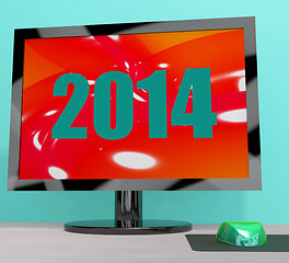 Image showing Two Thousand And Fourteen On Monitor Shows Year 2014