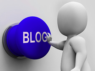 Image showing Blog Button Shows Online Expression Information Or Marketing