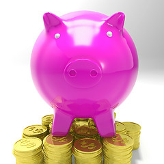 Image showing Piggybank On Coins Showing Savings