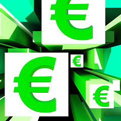 Image showing Euro Symbol On Cubes Shows European Profits