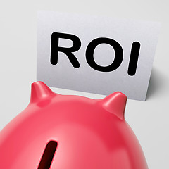 Image showing ROI Piggy Bank Means Investing Financing And Return