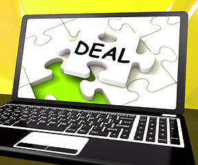 Image showing Deal Laptop Shows Trade Deals Contract Or Dealing Online