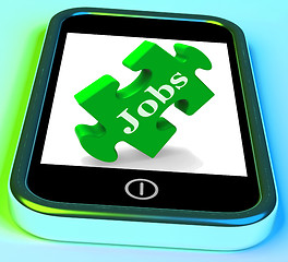 Image showing Jobs Phone Shows Unemployment Employment Or Mobile Hiring