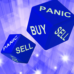 Image showing Panic, Buy, Sell Dice Background Showing International Transacti