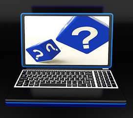 Image showing Question Mark On Laptop Showing Confusion